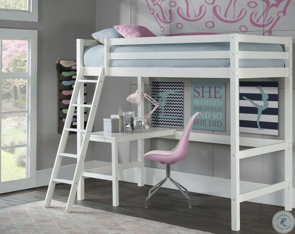 Caspain White Twin Study Loft Bed