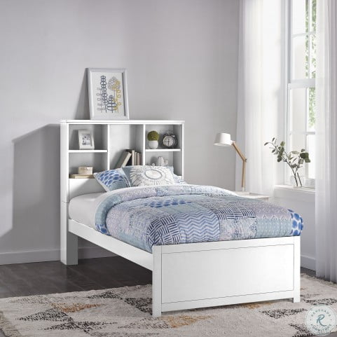 Caspian White Twin Bookcase Bed