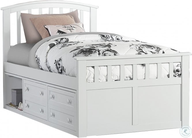 Charlie Captains White Twin Panel Bed With Two Storage Units
