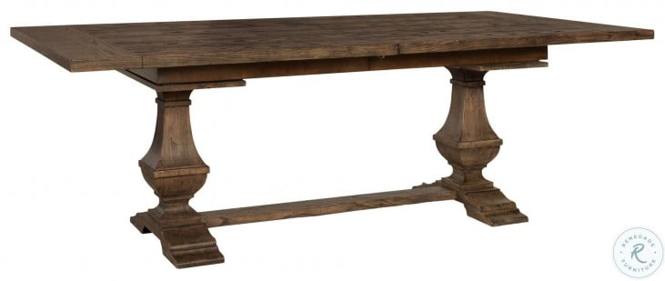 Wexford Natural Tones Slab Top Trestle Extendable Dining Table