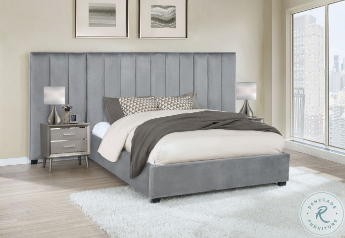 Arles Grey King Upholstered Panel Bed