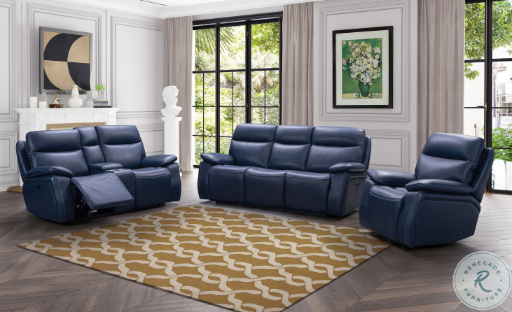 Navy blue store power recliner