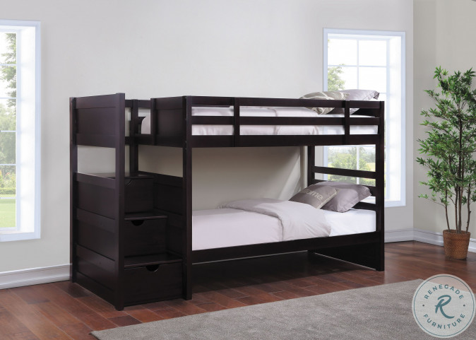 Lille twin over full bunk bed with stairway chest sale