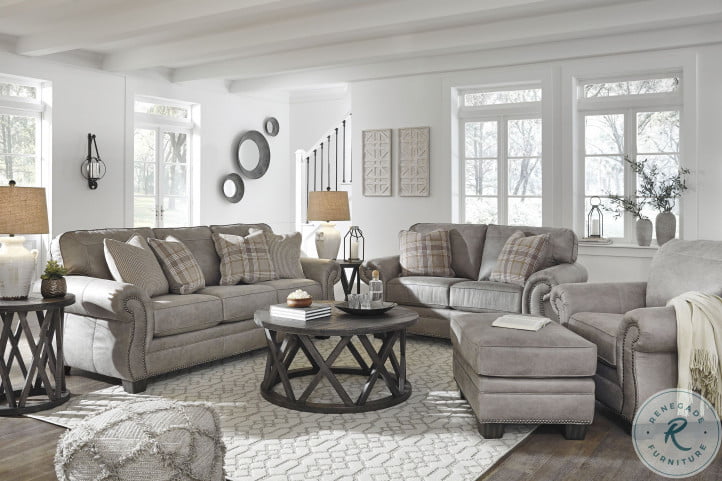 Ashley furniture gray living room hot sale set