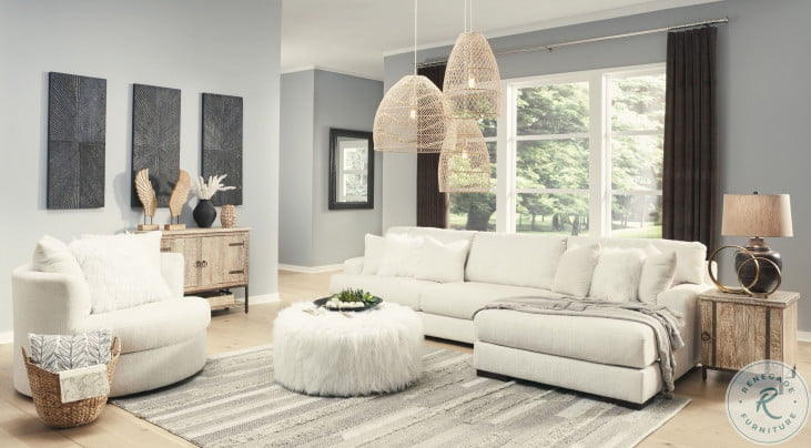 Zada Ivory RAF Small Corner Chaise Sectional HomeGalleryStores