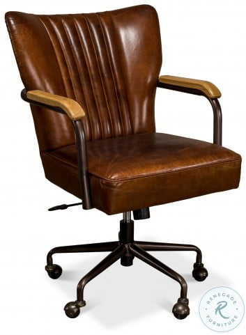 Parker Vintage Cigar Leather Swivel Office Chair