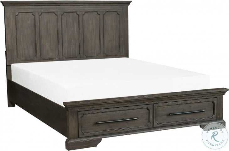 Toulon Distressed Dark Oak King Storage Platform Bed