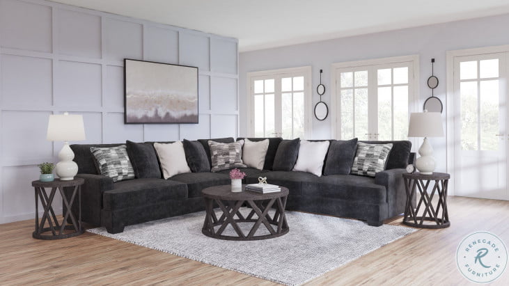 Rawcliffe 4 outlet piece sectional charcoal