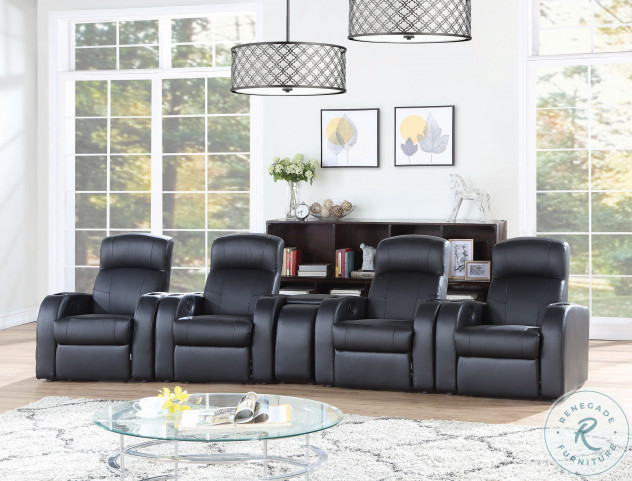 Cyrus Black Three Seat Home Theater Console Reclining Set