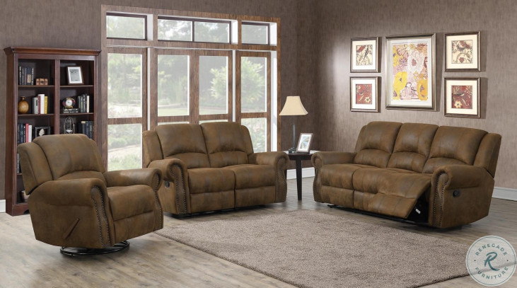 Brown microfiber couch with recliners top