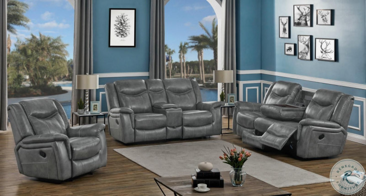 Granger dark gray motion on sale faux leather sofa