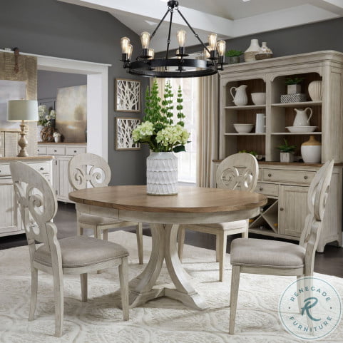 Abbey park antique white trestle dining room set shop