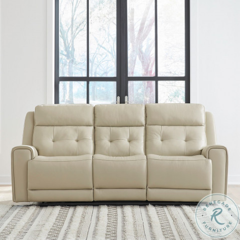 Carrington Baja Stone Leather Power Reclining Living Room Set from