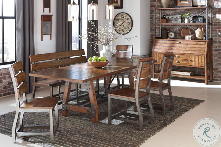 Holverson Rustic Brown And Gunmetal Extendable Dining Room