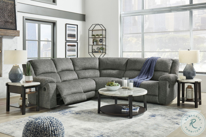 Goalie Pewter 5 Piece Reclining Sectional Group From Ashley