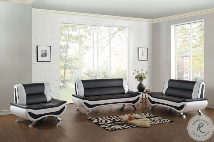 Veloce Black and Ivory Living Room Set