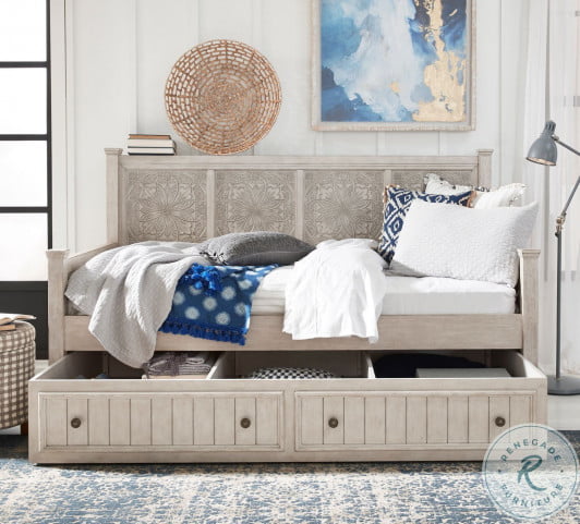 Heartland Antique White Twin Trundle Daybed | HomeGalleryStores.com |  824-DAY-TTR