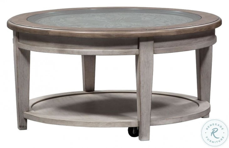 Heartland antique white round pedestal chair side table shop