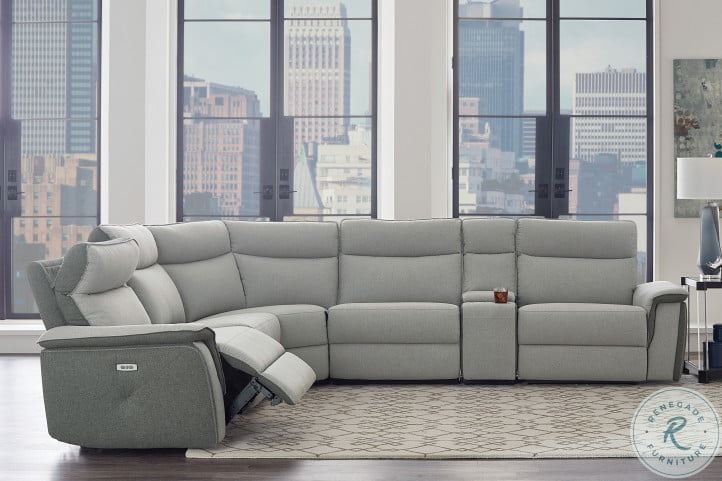Lucille fabric power reclining sectional with power headrests outlet