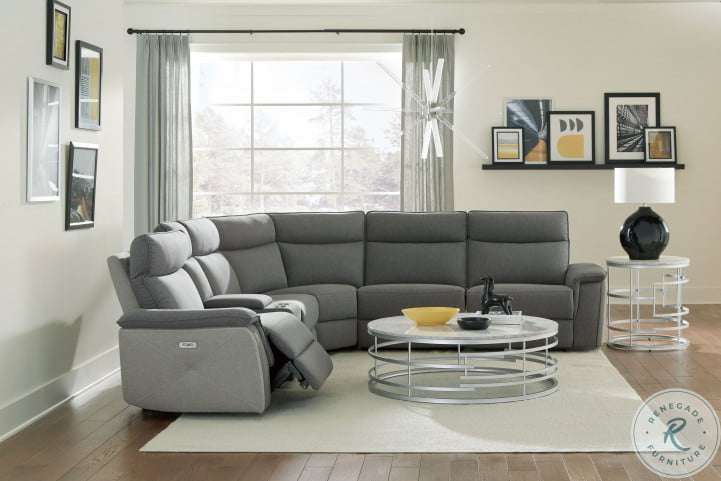 Lucille fabric power reclining sectional with power headrests online