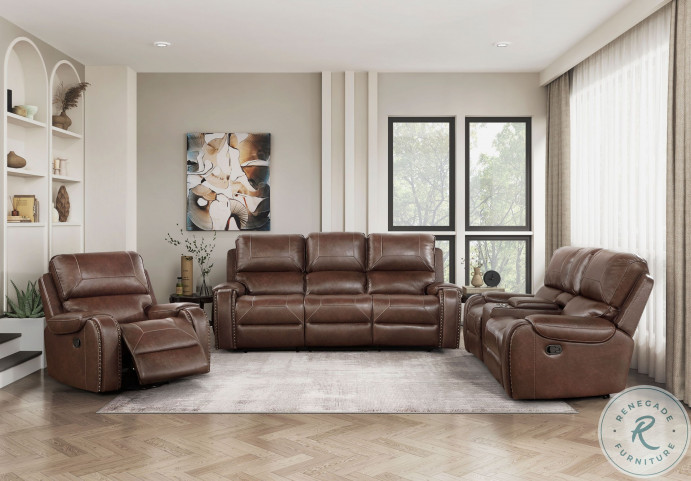 Phelps leather top power reclining sofa