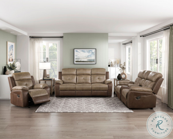 Glendale Brown Double Glider Reclining Console Loveseat From