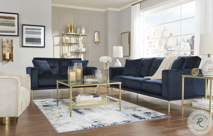 Navy blue living sales room set