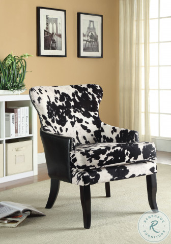 902169 Black and White Cow Pattern Accent Chair
