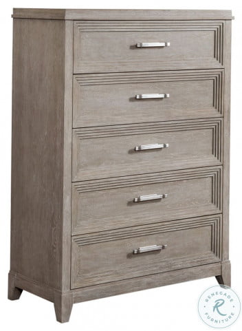 Belmar Washed Taupe and Silver Champagne 5 Drawer Chest |  HomeGalleryStores.com | 902-BR41
