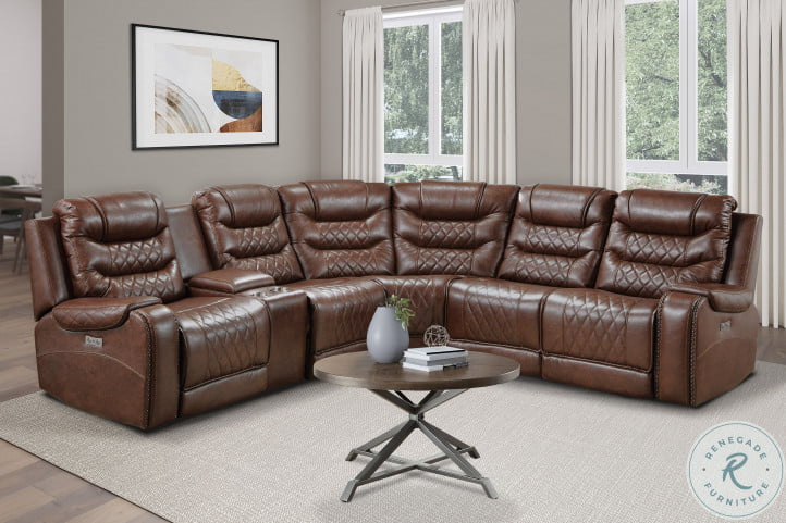 Putnam Brown 6 Piece Modular Power Reclining Sectional