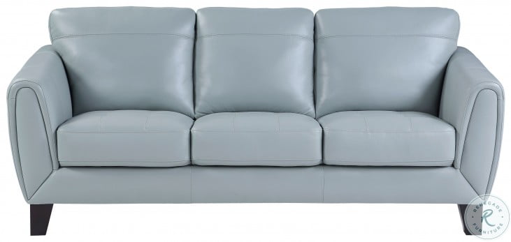 Spivey Aqua Leather Sofa
