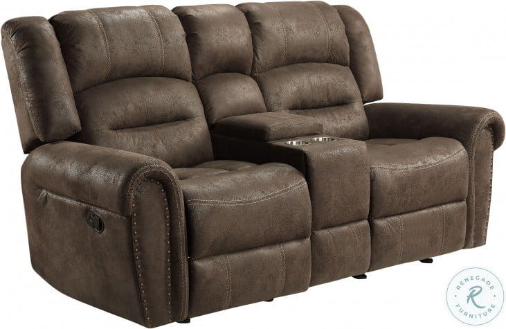 Dual glider reclining loveseat with console top