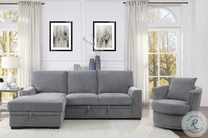Morelia Dark Gray 2 Piece LAF Sectional With Pull Out Bed