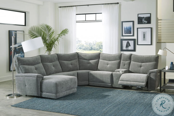 Dark gray sectional with recliner top