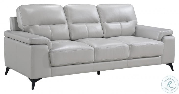 Mischa Silver Gray Leather Sofa