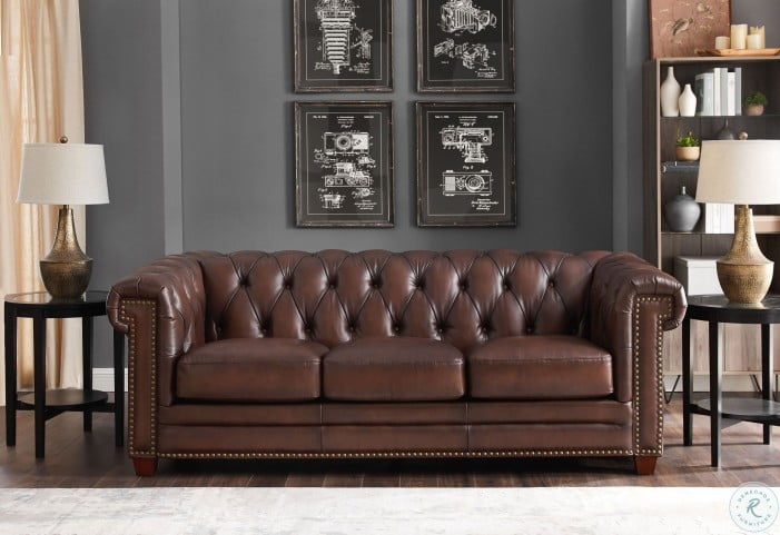 Stanwood Brown Leather Sofa | HomeGalleryStores.com | 9877SO1866H