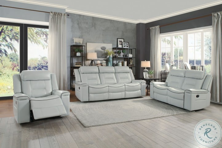 Darwan Light Gray Double Lay Flat Reclining Living Room Set
