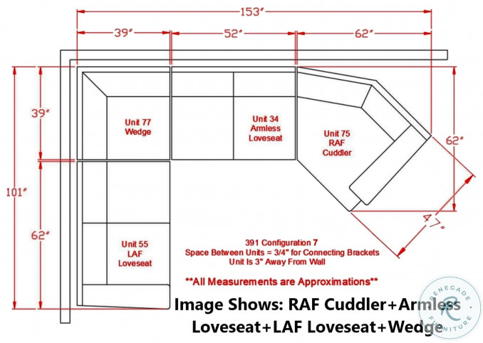 Pantomine Driftwood RAF Cuddler Sectional HomeGalleryStores