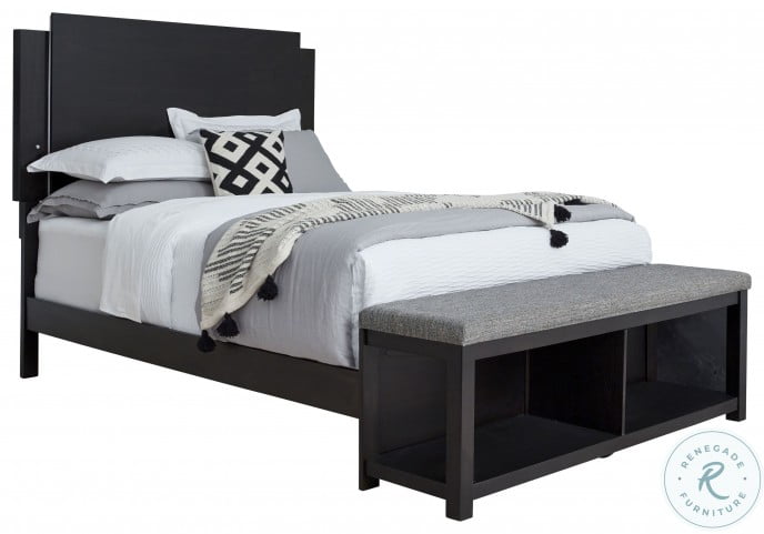 Foxfire Midnight King Panel Bed With Footboard Bench