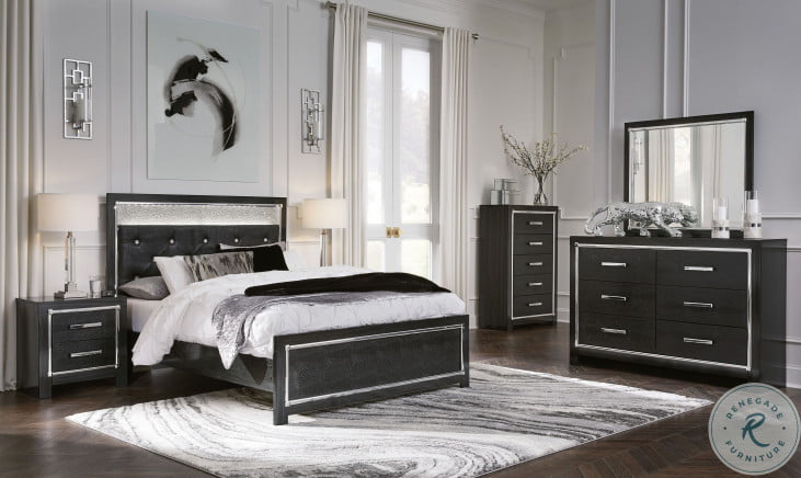 Kaydell Black Upholstered Panel Platform Bedroom Set from Ashley