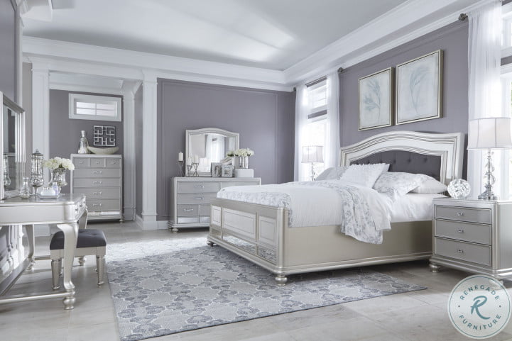 Coralayne Silver 5 Drawer Chest HomeGalleryStores B650 46