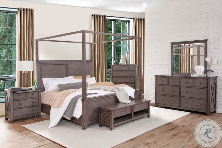 Gray canopy sales bedroom set