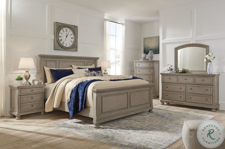 Brueban gray panel storage bedroom set top