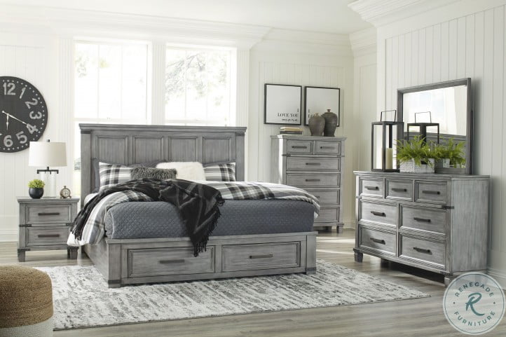 Russelyn Gray Platform Storage Bedroom Set HomeGalleryStores