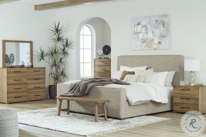 Dakmore Brown Queen Upholstered Panel Bed From Ashley Furniture