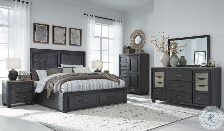 Ashley furniture ashley hyndell dark brown queen upholstered platform storage bed deals