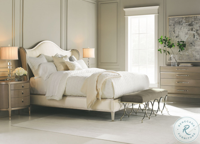 Caracole Classic Cream Upholstered Wing Bedroom Set from Caracole