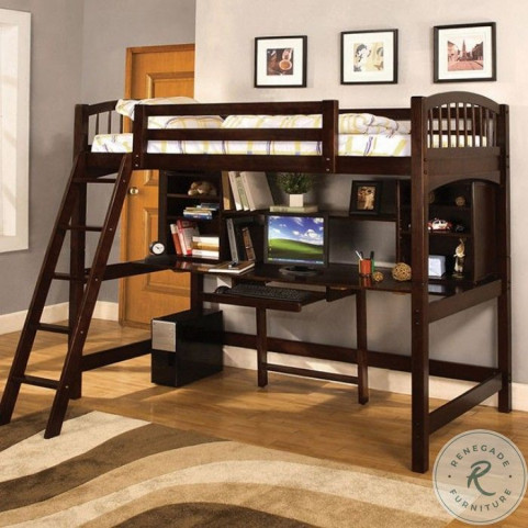 Dakota Ridge Dark Walnut Twin Loft Bed With Workstation