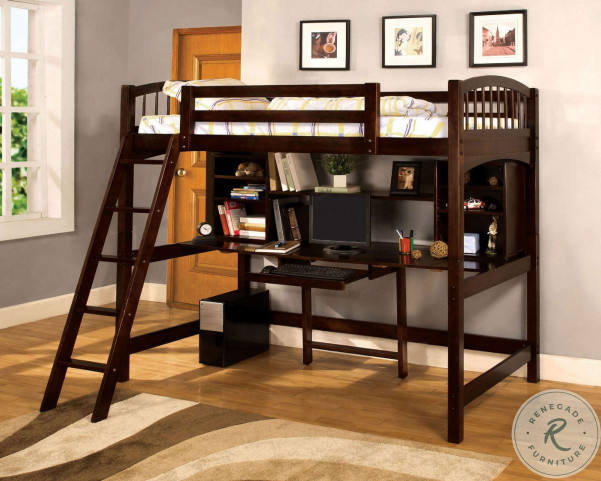 Dark wood loft deals bed