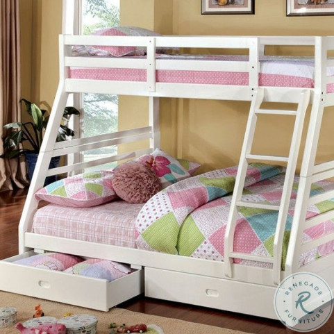 California III White 2 Drawer Twin Over Full Bunk Bed